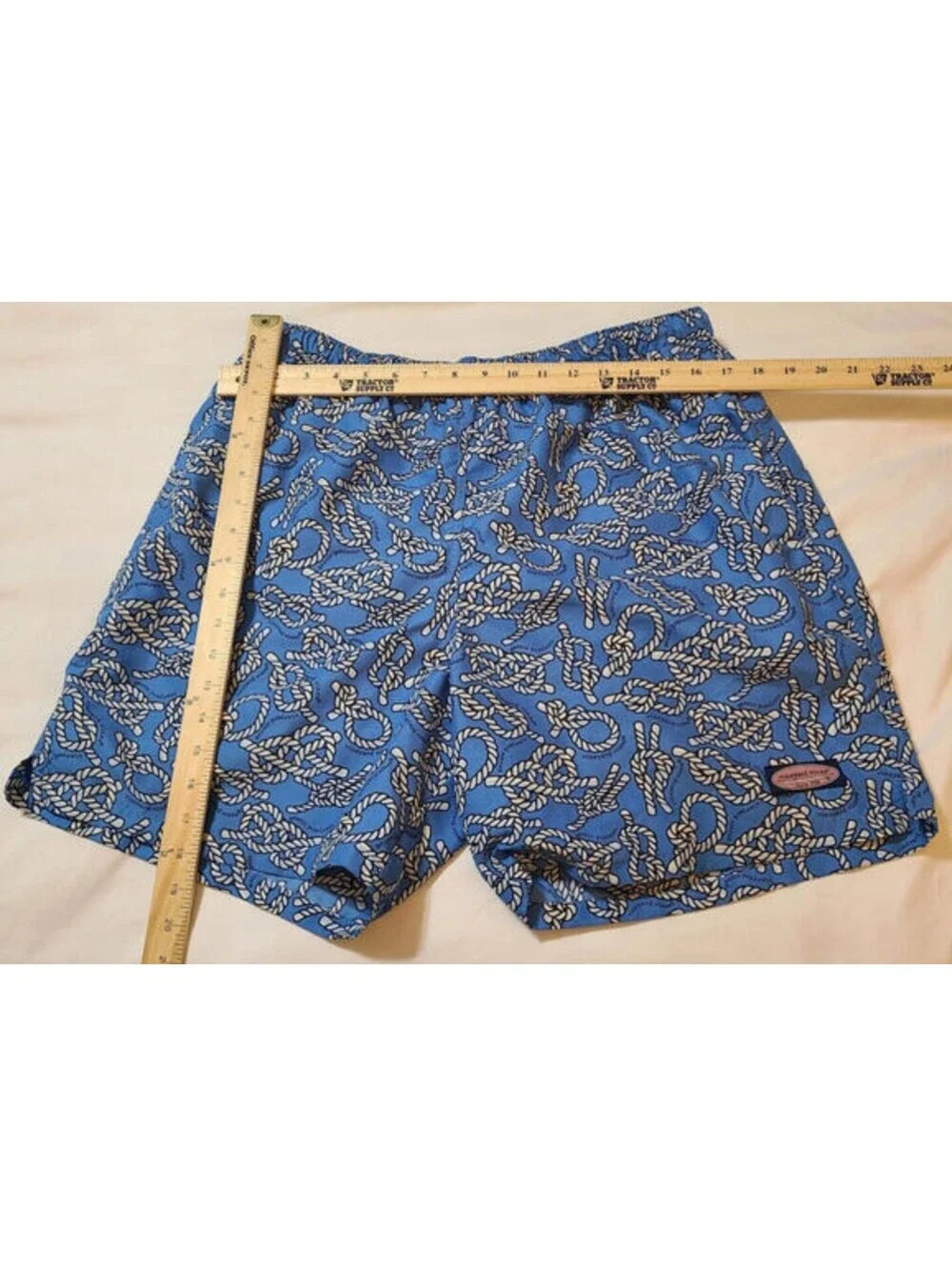 Vineyard Vines Swim Trunks Mens Sz Large Blue Nautical Rope Print Mesh Lined EUC